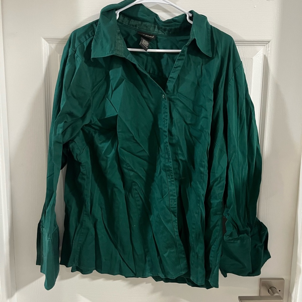 Lane Bryant Green Button Down Shirt